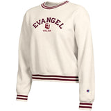 Women's Reverse Weave Yarn Dye Rib Crew | Chalky White/Maroon